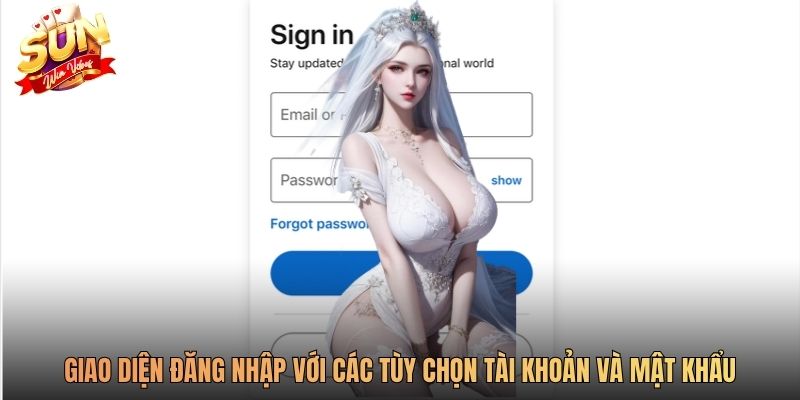 Giao diện đăng nhập với các tùy chọn tài khoản và mật khẩu